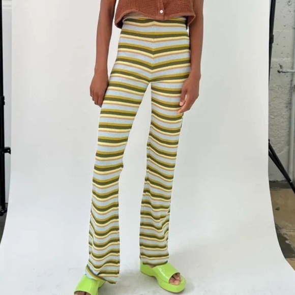Lisa Says Gah Luca Sky striped high waisted knit pants - Picture 1 of 4